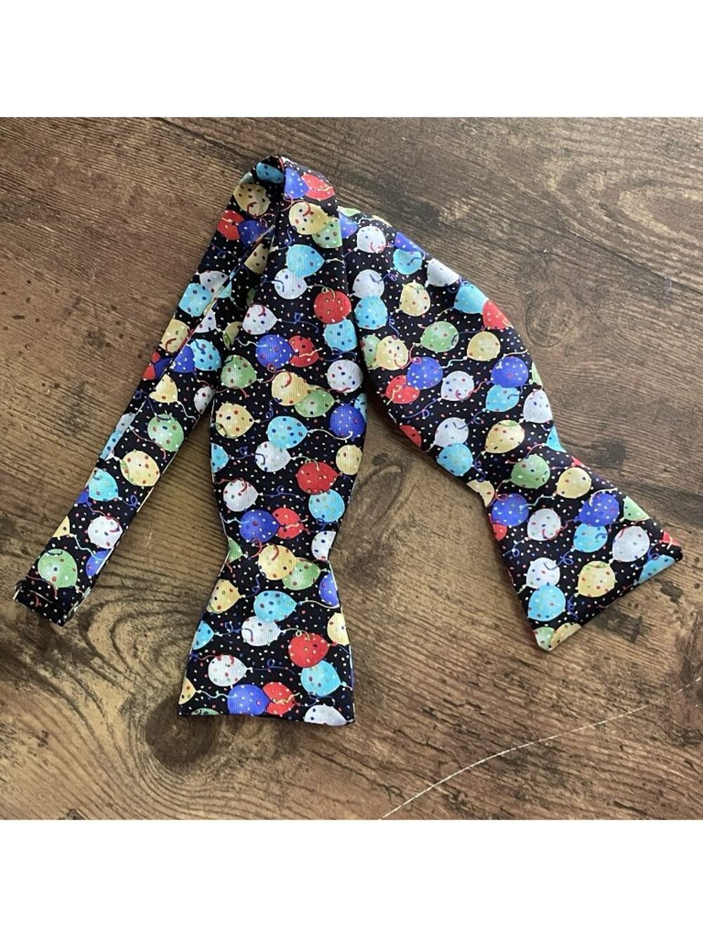 Beau Ties of Vermont Mens Bow Tie Birthday Party Balloons Black Silk Colorful